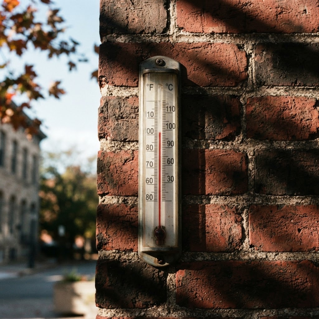 Abstract editorial illustration for: Cincinnati, OH Weather: 94-Degree Peak Heat Arrival for Mid-Week in Ohio