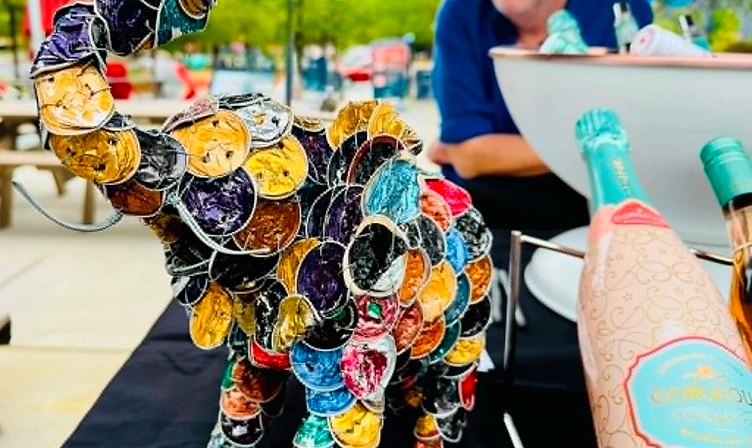 Coffee-pod elephant sculpture by Taylor Varron