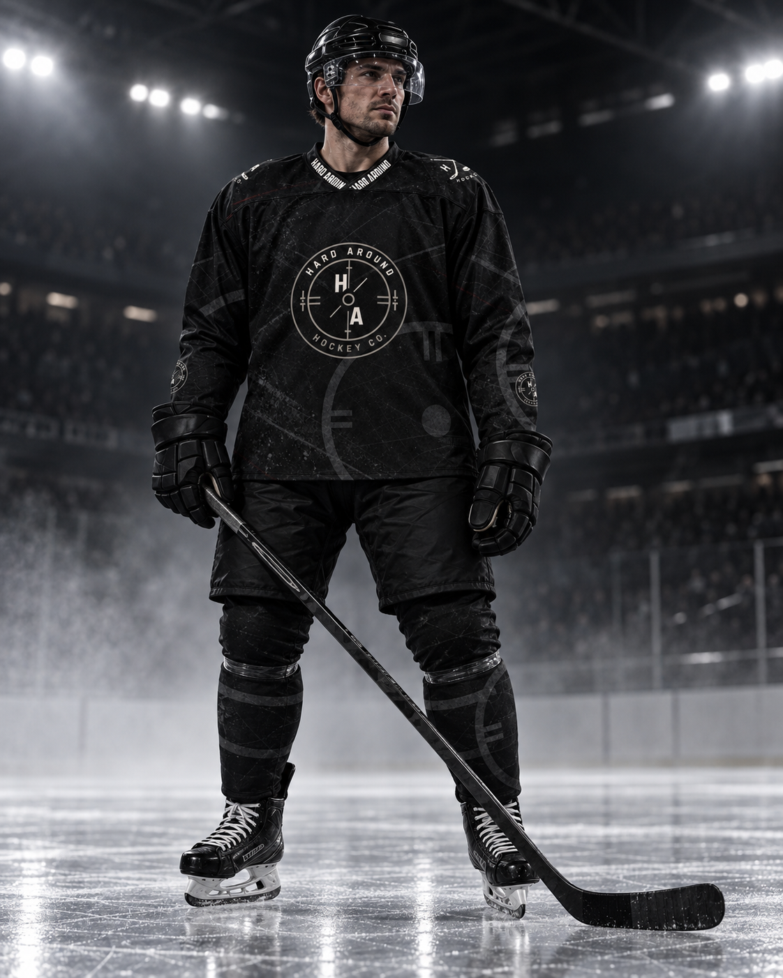Hard Around Black Recycled hockey jersey
