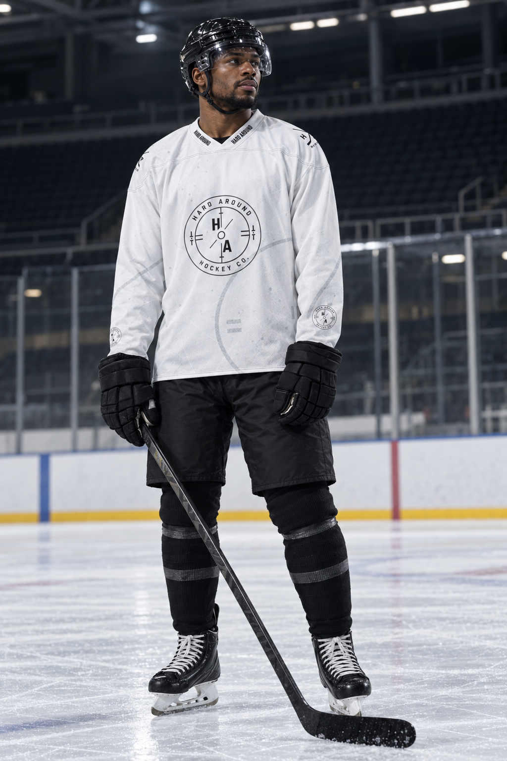 Hard Around White Recycled hockey jersey