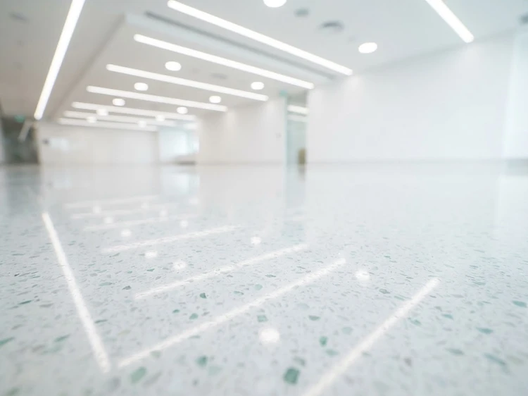 Newly finished floor reset to spec after construction