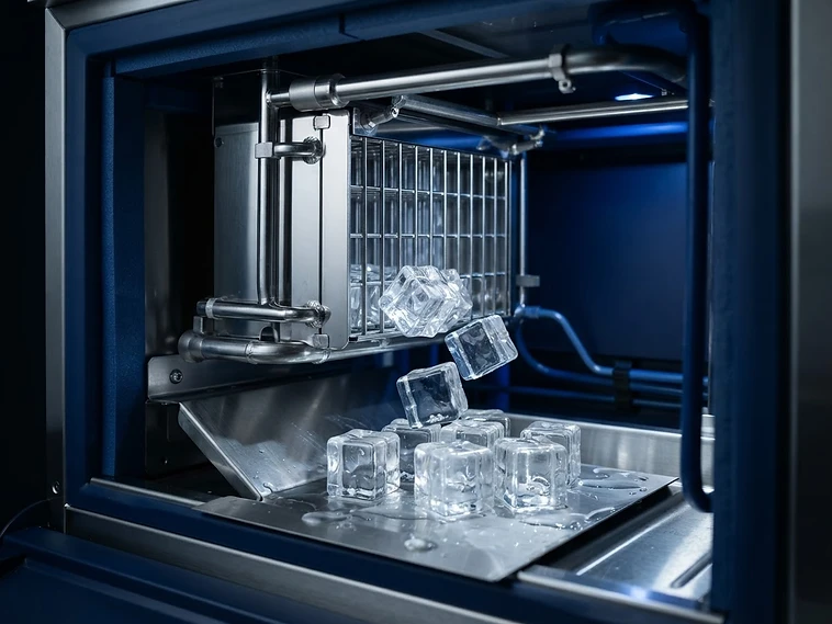 Residential ice machine components and clear ice