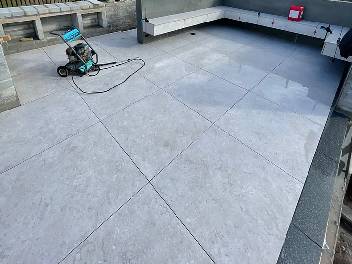 Patio terrace with built-in seating