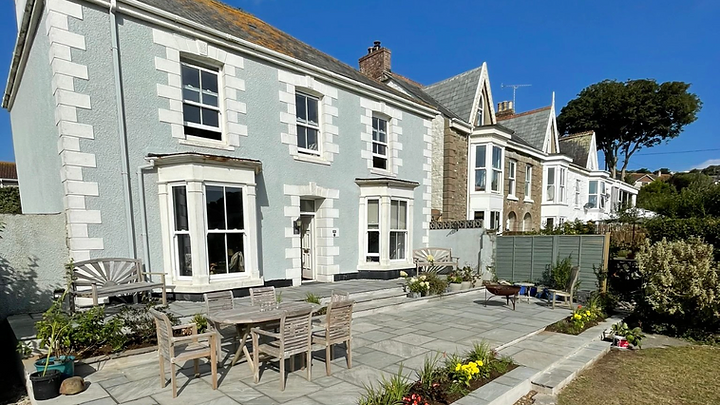 Completed garden patio and house landscaping