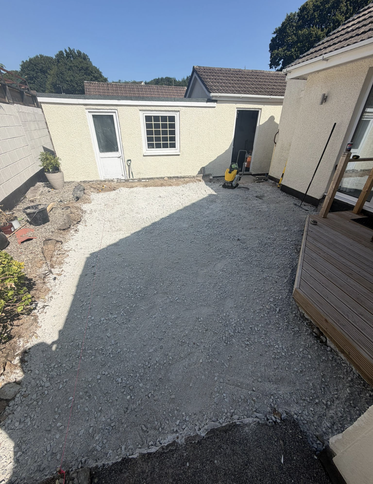 Patio project during construction — prepared sub-base
