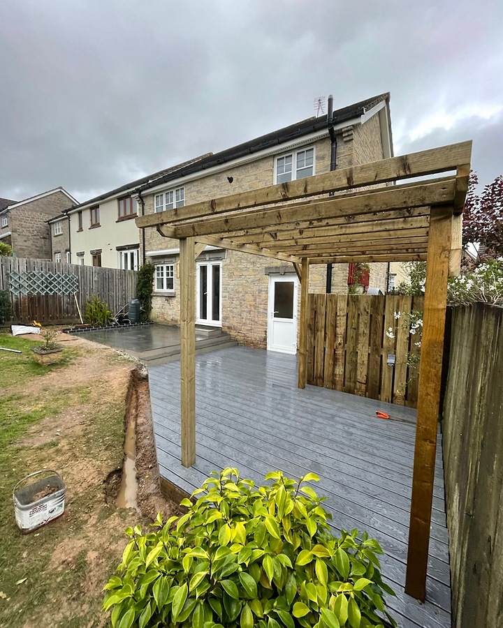 Composite deck with timber pergola