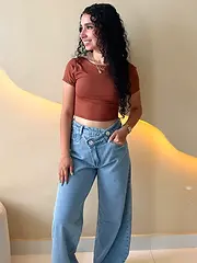 Wide Leg Jeans Cós Assimétrico