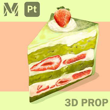 Handpainted Matcha Strawberry Cake