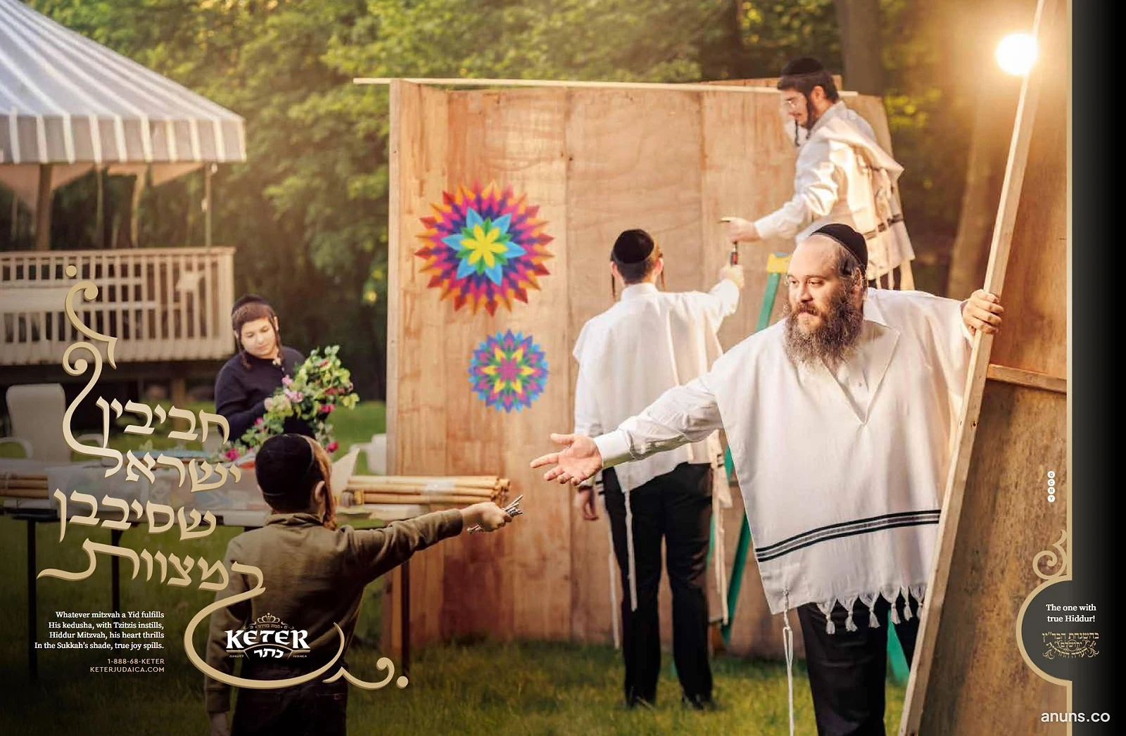 Whatever mitzvah a Yid fulfills His kedusha, with Tzitzis instills, Hiddur Mitzvah, his heart thrills In the Sukkah's shade, true joy spills.