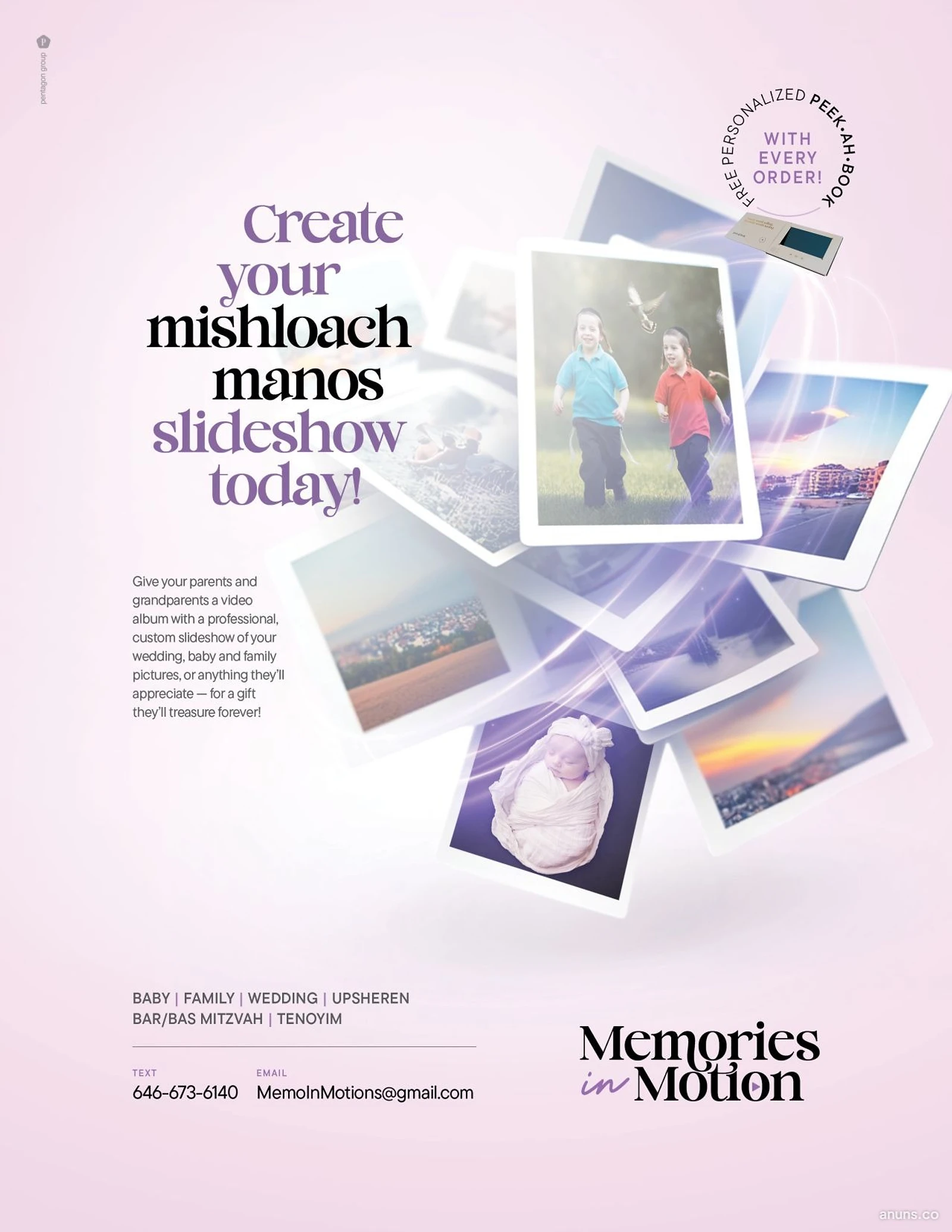 Create your mishloach manos slideshow today!