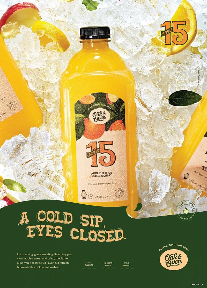 A COLD SIP, EYES CLOSED.