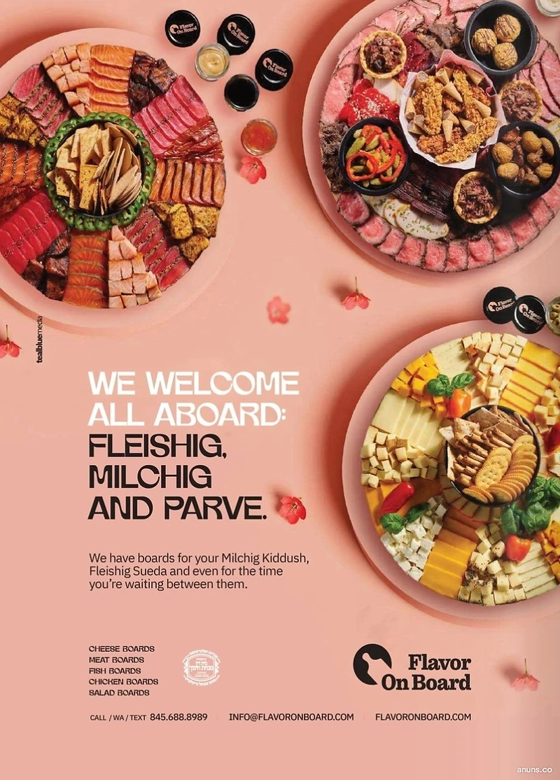 WE WELCOME ALL ABOARD: FLEISHIG, MILCHIG AND PARVE.