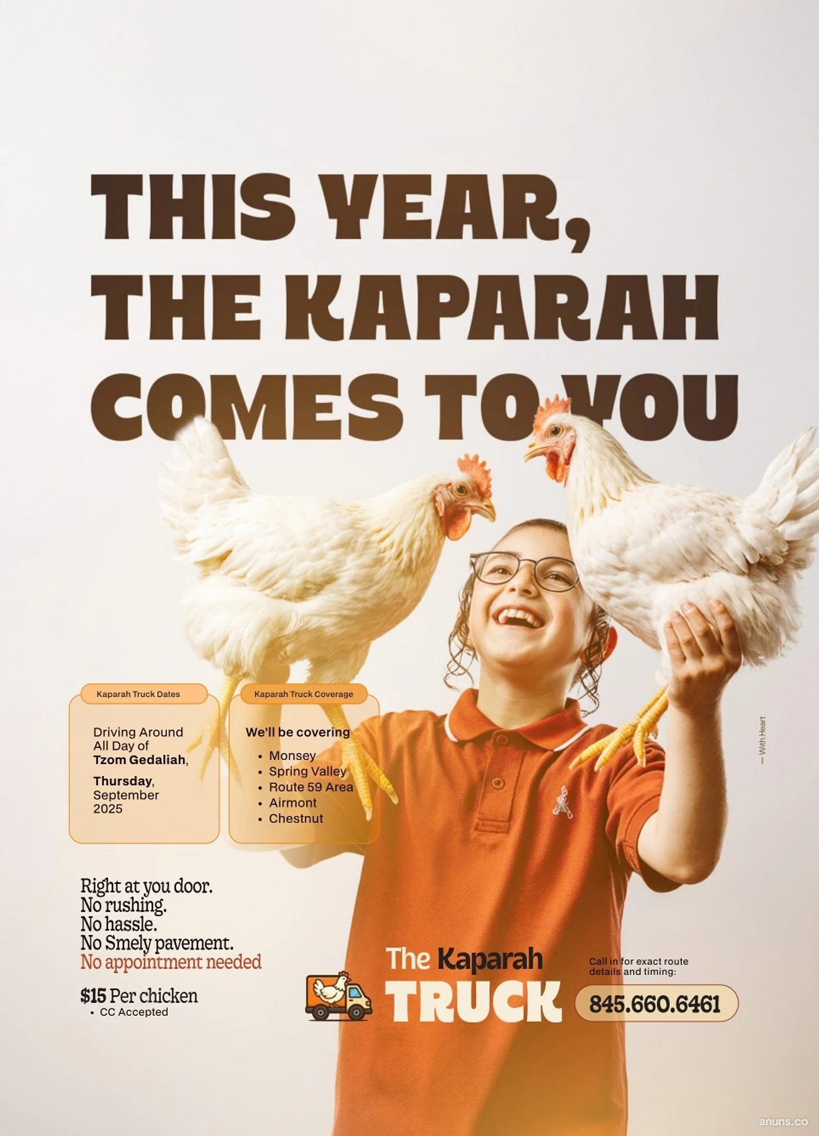 THIS YEAR, THE KAPARAH COMES TO YOU