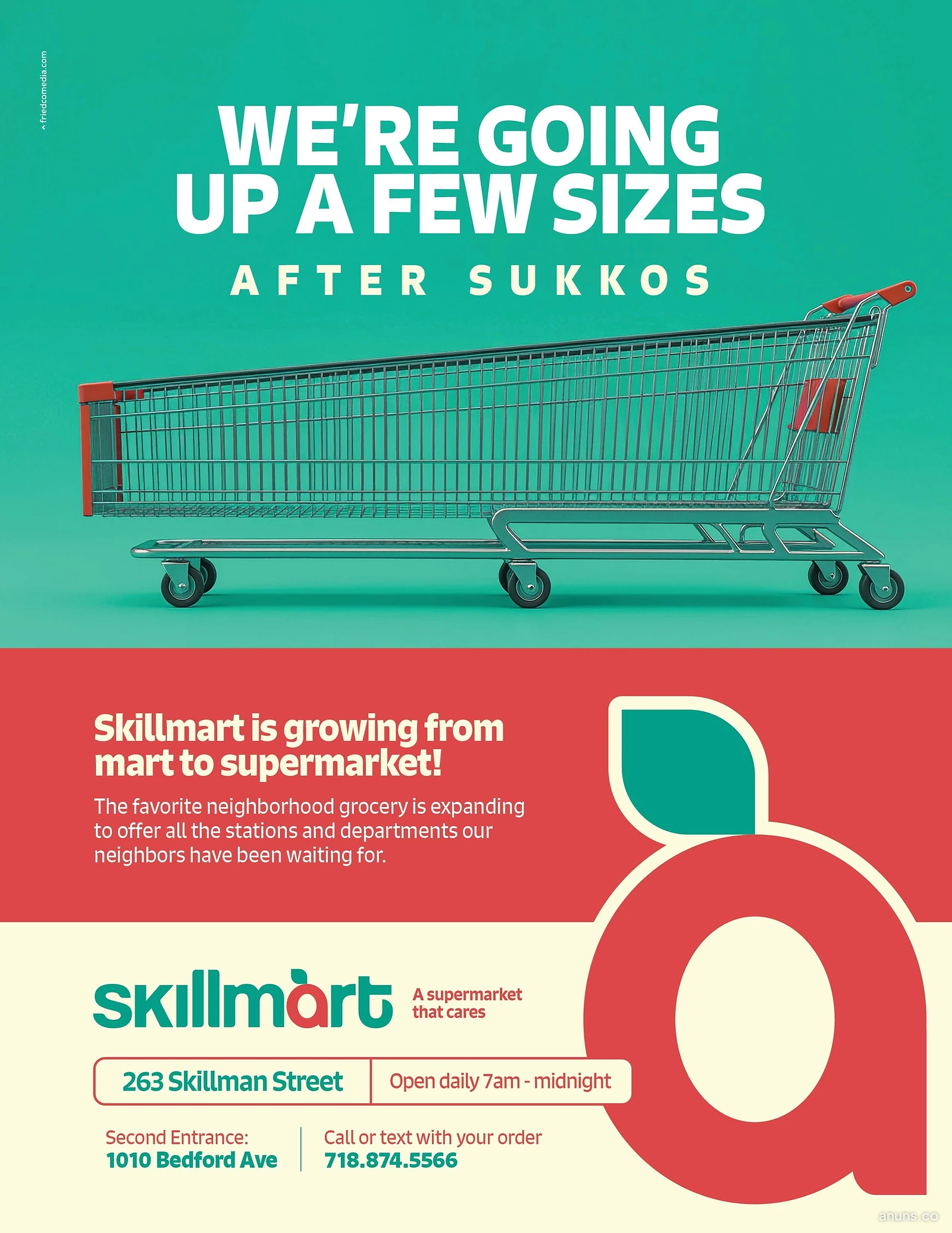 We're going up a few sizes after Sukkos