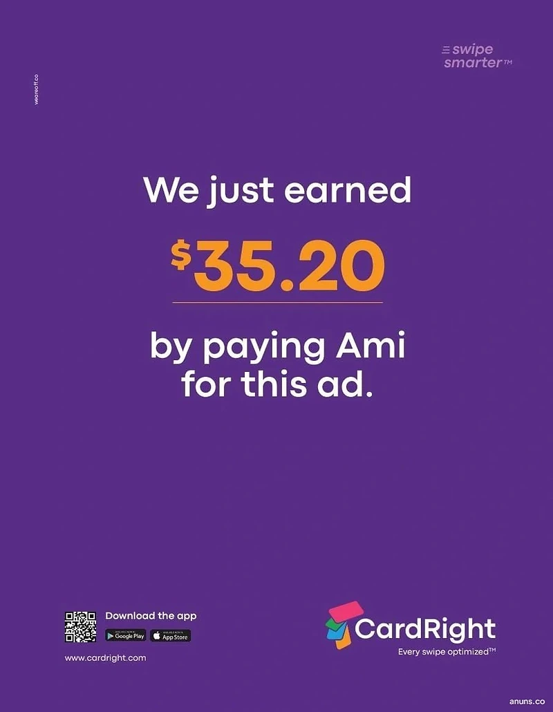 We just earned $35.20 by paying Ami for this ad.