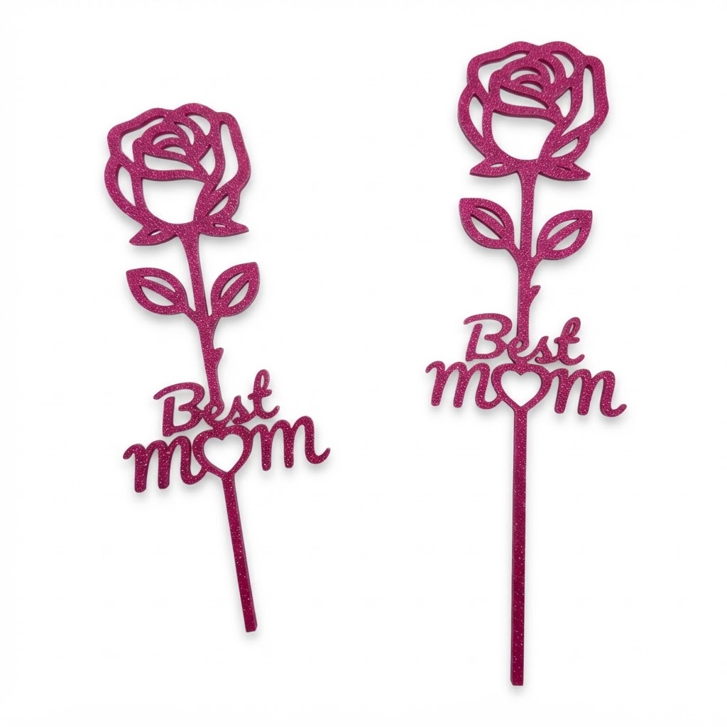 Best Mom Rose Cake Topper