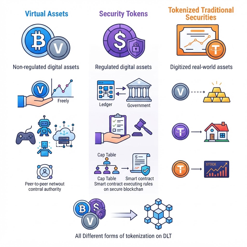 Distinguishing Virtual Assets, Security Tokens, and Tokenized Traditional Securities