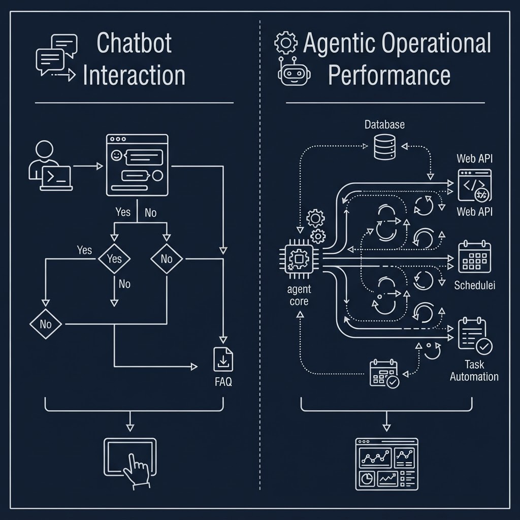 Distinguishing Between Chatbot Interaction and Agentic Operational Performance