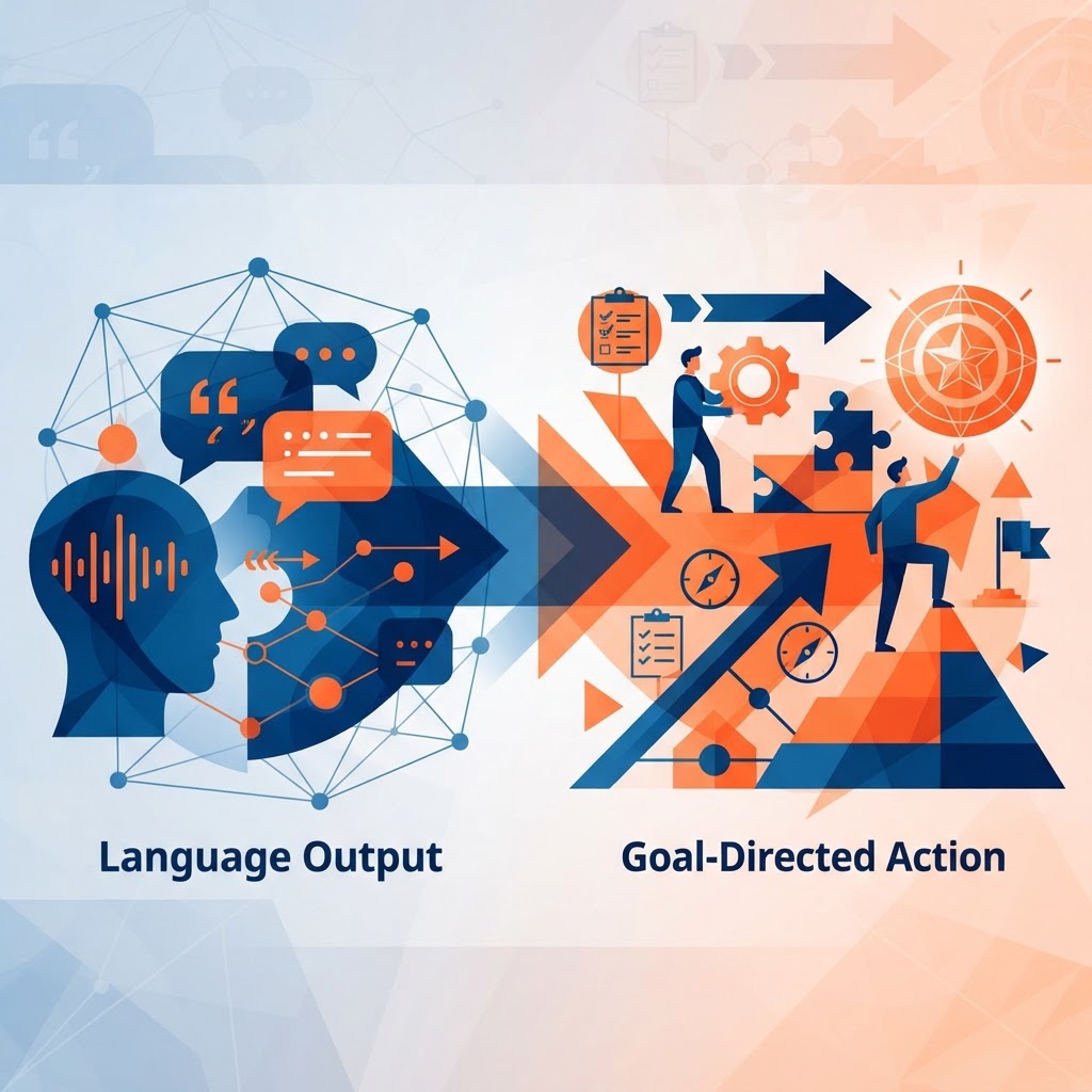 Understanding the Fundamental Shift from Language Output to Goal-Directed Action