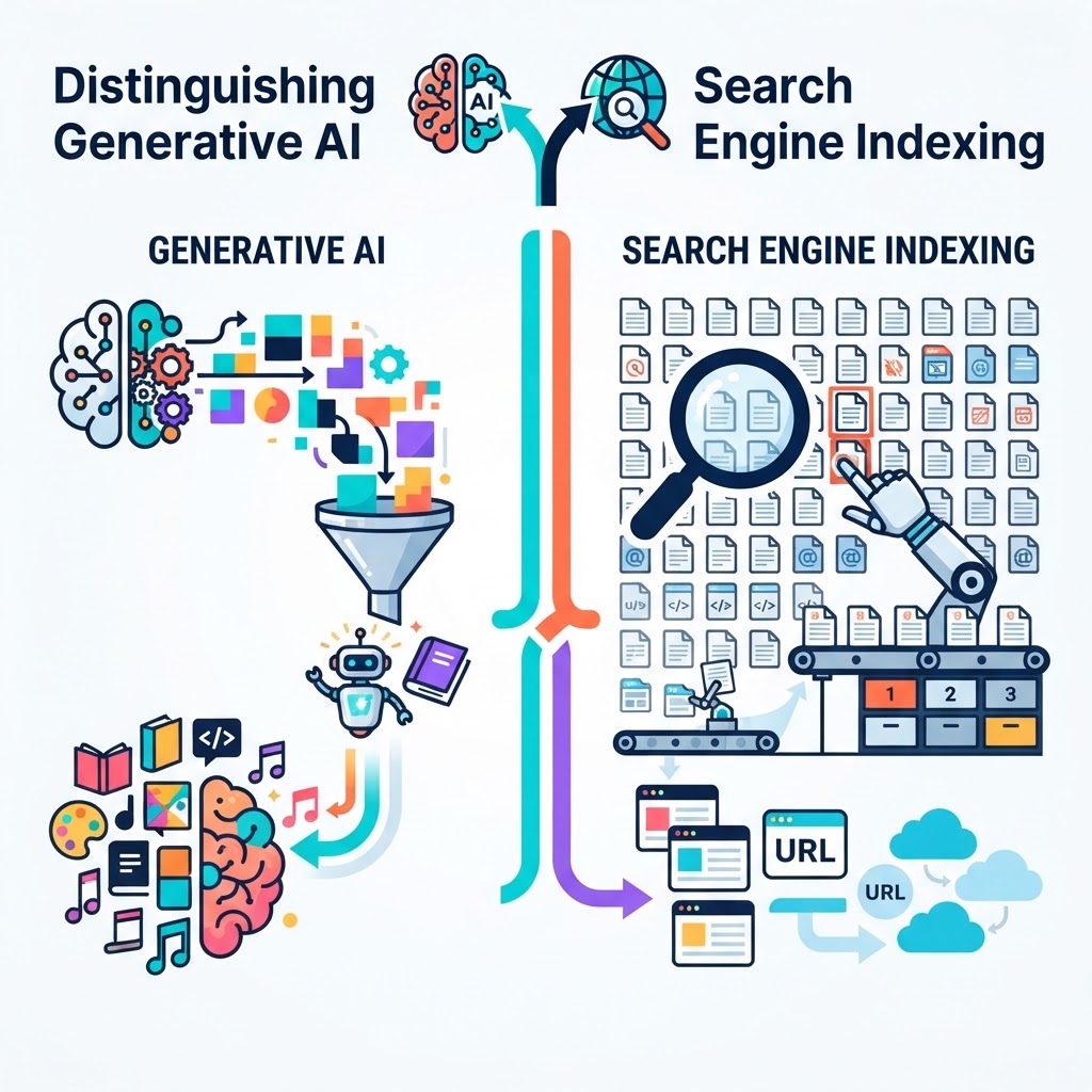 Distinguishing Generative AI From Search Engine Indexing
