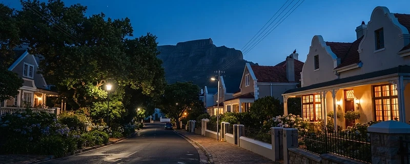 Cape Town southern suburbs at blue hour