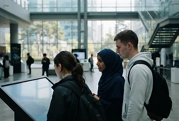 Students inside a building at Pangyo Techno Valley