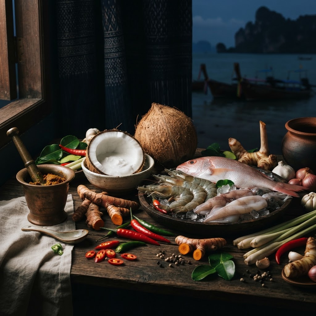 Southern Thai coastal cuisine and ingredients