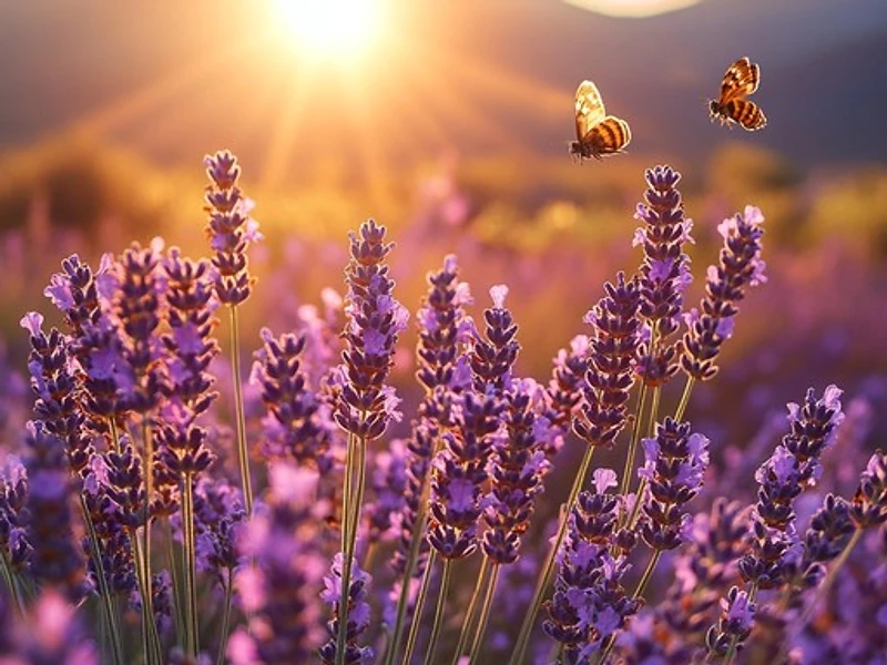 Lavender field at sunset
