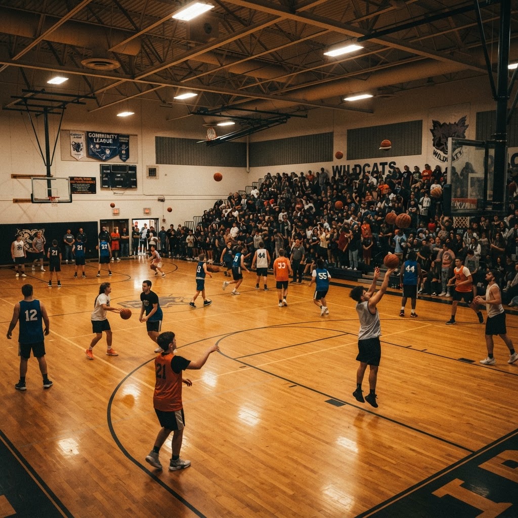 A gym alive with players