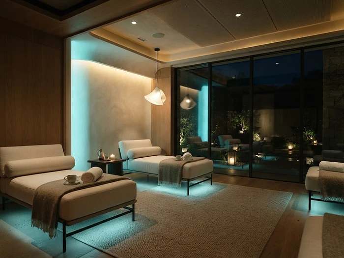 Serene luxury spa recovery lounge