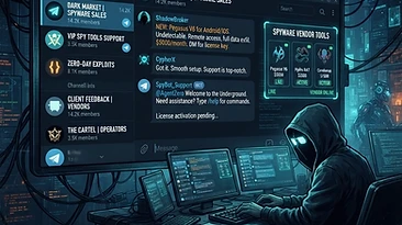 Telegram role in commercial spyware ecosystem with sales channels