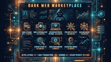 Commercial spyware marketplace with price tags in cryptocurrency