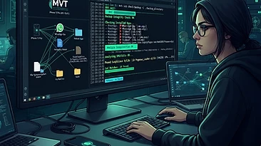 Mobile forensic analysis with MVT toolkit showing indicators of compromise