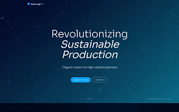 Screenshot of the BlueForge Bio homepage
