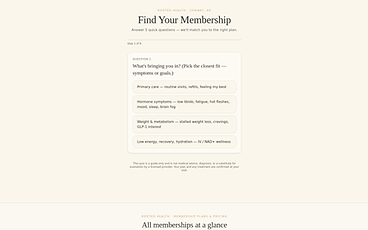 Screenshot of the Find Your Rooted Health Membership homepage