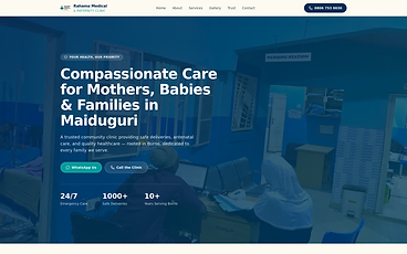 Screenshot of the Rahama Medical & Maternity Clinic homepage