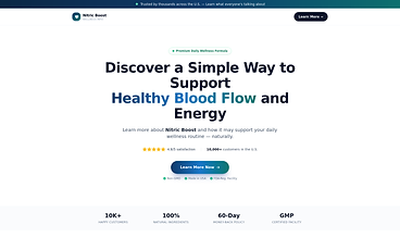 Screenshot of the Nitric Boost homepage