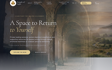 Screenshot of the Temple Of Light homepage