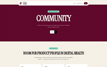 Screenshot of the Fittech Product Leaders homepage