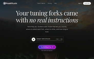 Screenshot of the Pure Rituals homepage