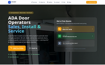 Screenshot of the 911 Door Security homepage