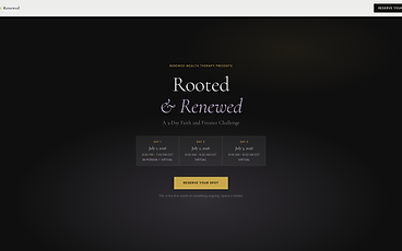 Screenshot of the Rooted & Renewed homepage