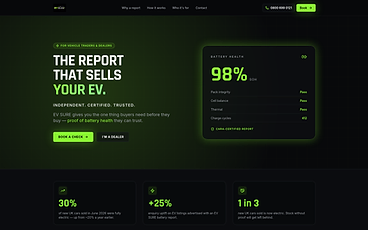 Screenshot of the EV SURE homepage