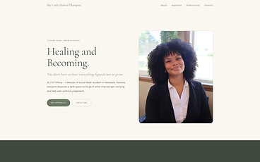 Screenshot of the My Curly Haired Therapist homepage