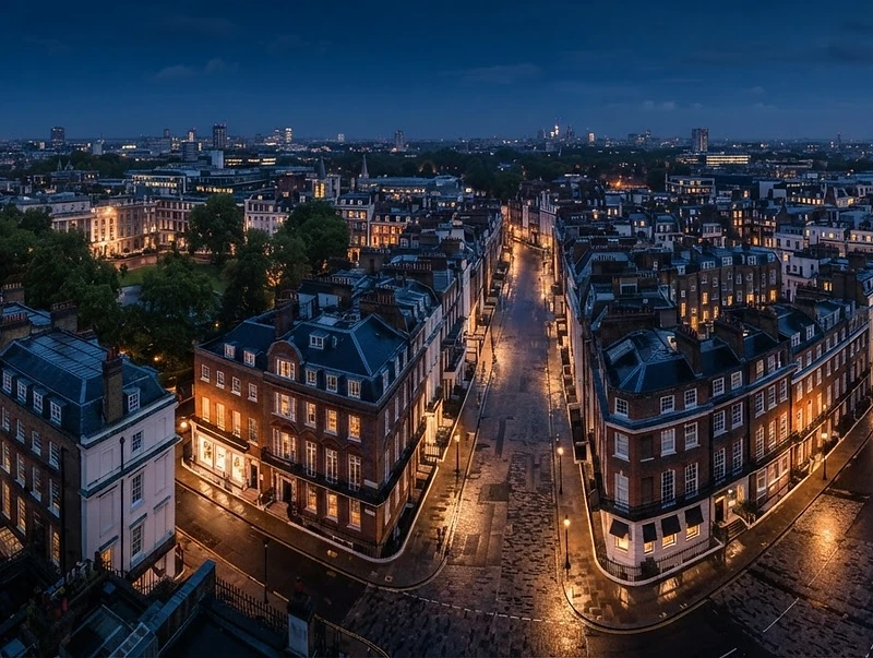 Mayfair London at blue hour