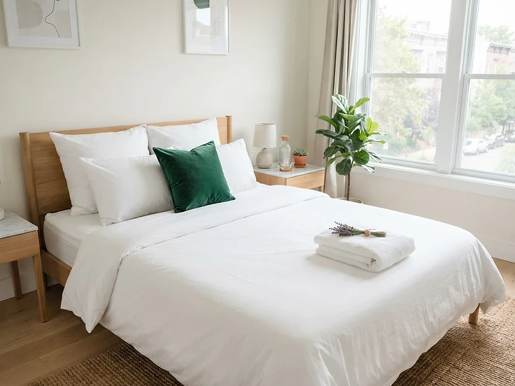 Freshly prepared Airbnb bedroom by Dee Spark Cleaning Ltd