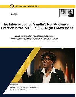 Loretta Green-Williams lecturing on Gandhi and MLK Jr.