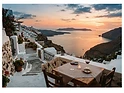Aegean Sea cliffside terrace at sunset