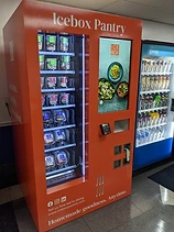 Orange Icebox Pantry unattended retail machine with a digital ordering screen