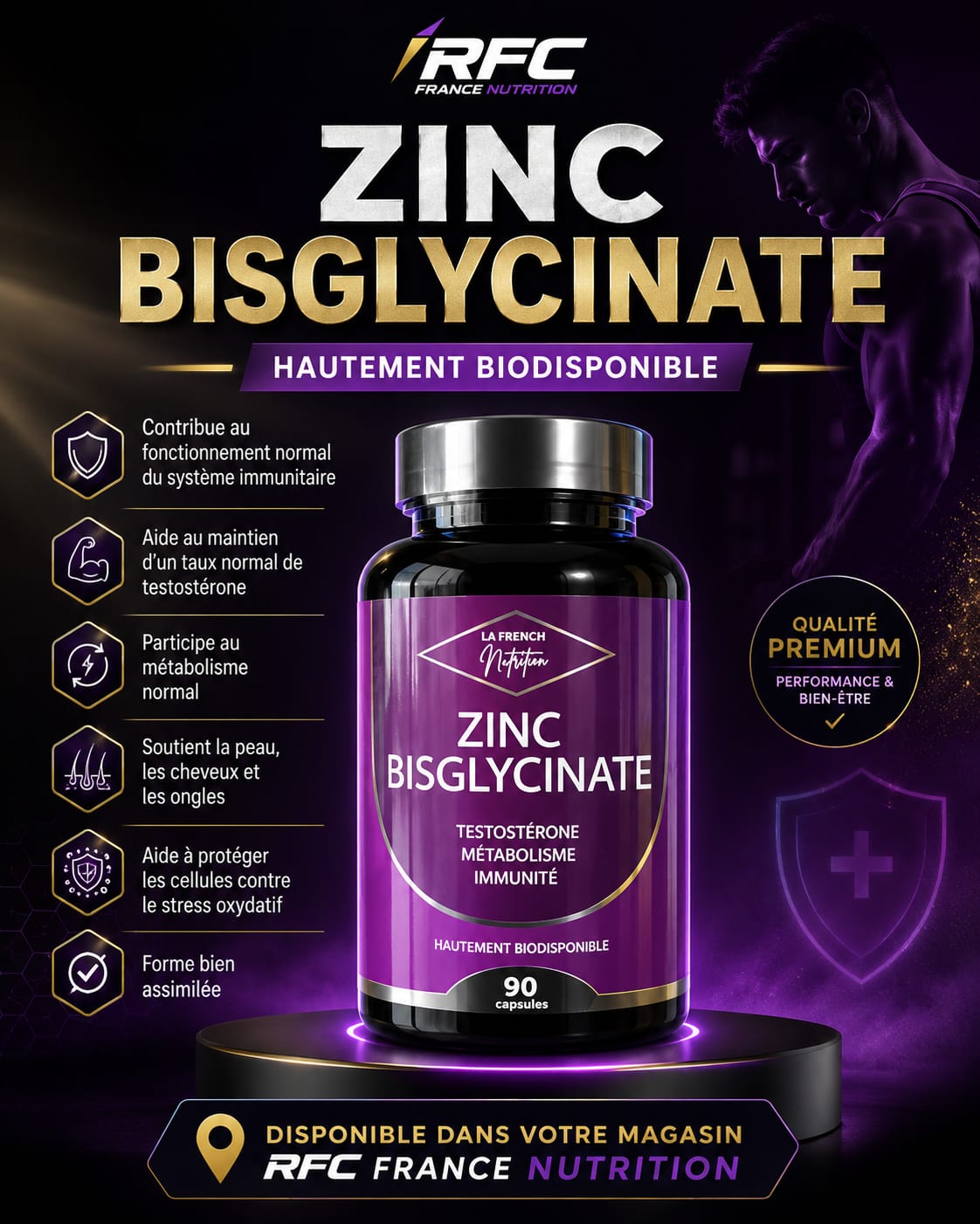 La French Nutrition Zinc Bisglycinate — immunité, testostérone et métabolisme